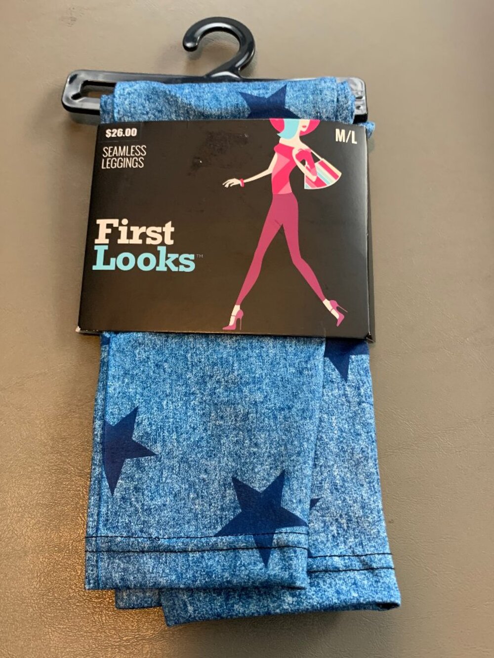 First Looks by HUE Women's Seamless Leggings, Denim Blue Star, M/L